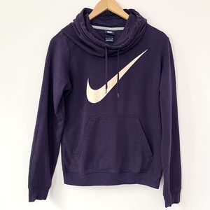 Nike Womens Purple Rose Gold Long Sleeve Cowlneck Soft Pullover Hoodie Size S
